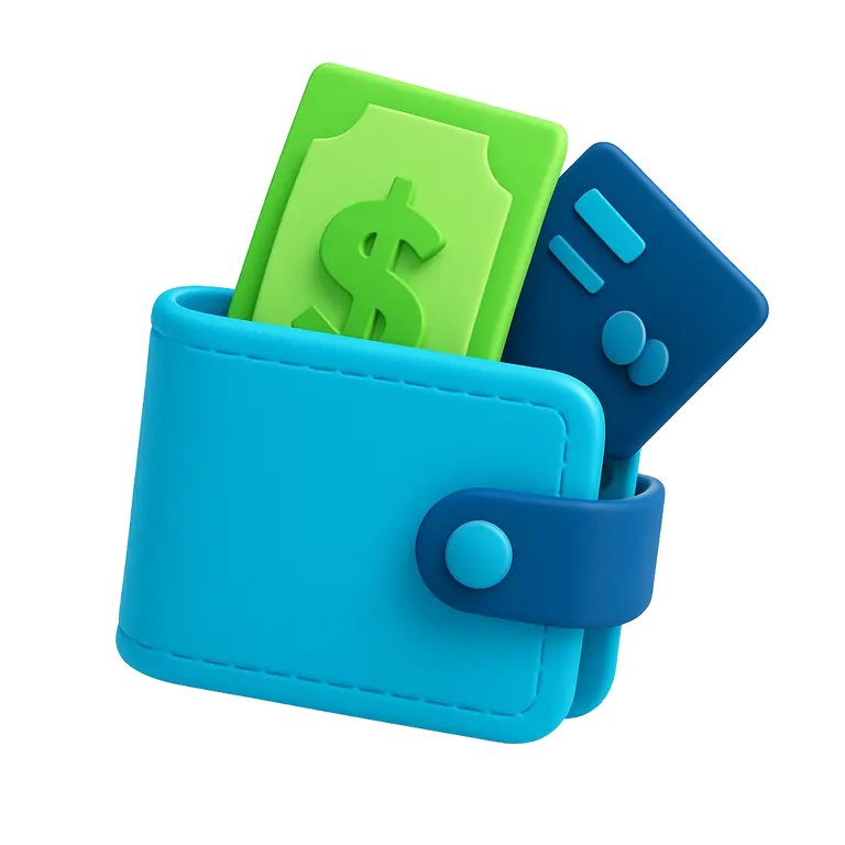 Illustration of a wallet with cards and money